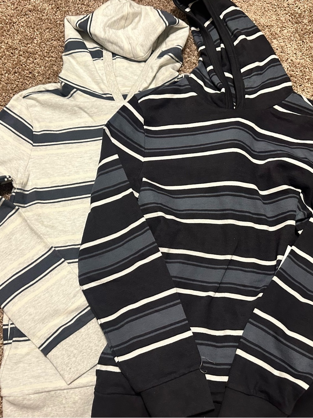 Sonoma Striped Hoodie Duo in Black and Light Gray
